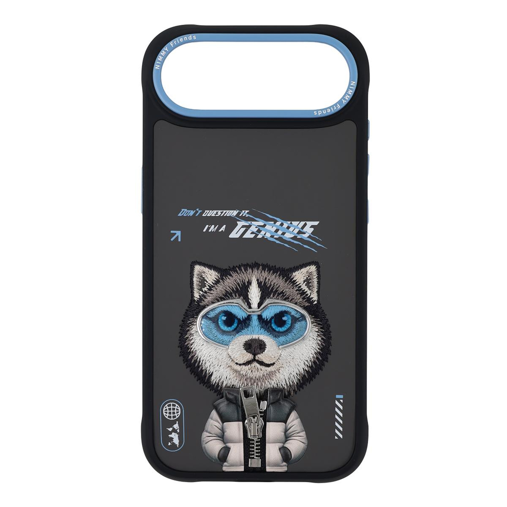 NIMMY iPhone 17 Air Uyumlu Gerçek Nakış Fermuar ve Gözlüklü Siberian Husky Cool And Cute 2.0 Telefon Kılıfı