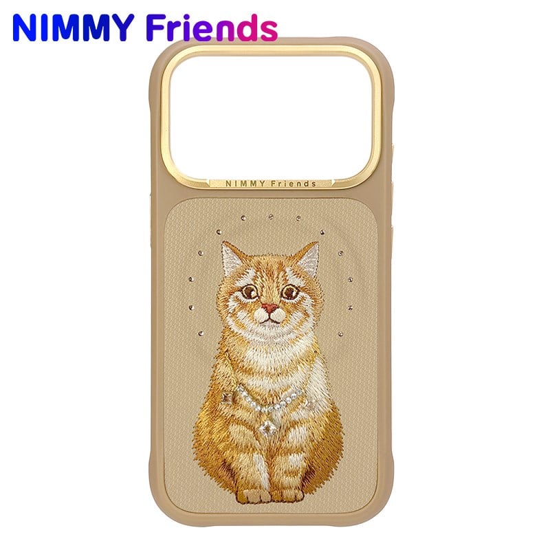 NİMMY iPhone 17 Pro Max Uyumlu MagSafe Özellikli  İnci Kolyeli 3D Gerçek Kedi Nakış İşlemeli N-XYSS Telefon Kılıfı