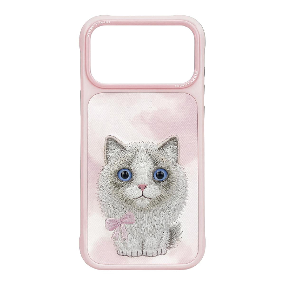 NIMMY iPhone 17 Pro Uyumlu Gerçek Nakış Fermuar ve Gözlüklü Ragdoll Nev Big Eye Cute Pets 2.0 Telefon Kılıfı