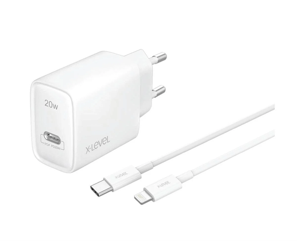 X-LEVEL X-LEVEL XC4010L X-CHARGER SMARTPLUS 20W TYPE-C TO İOS ŞARJ SET BEYAZ