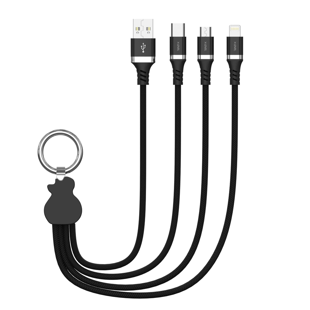 X-LEVELXCC8400 12W 2.2A Hızlı USB-A to Micro Lightning TYPE-C 3 in 1 30 CM Hasır Data Şarj Veri Kablosu