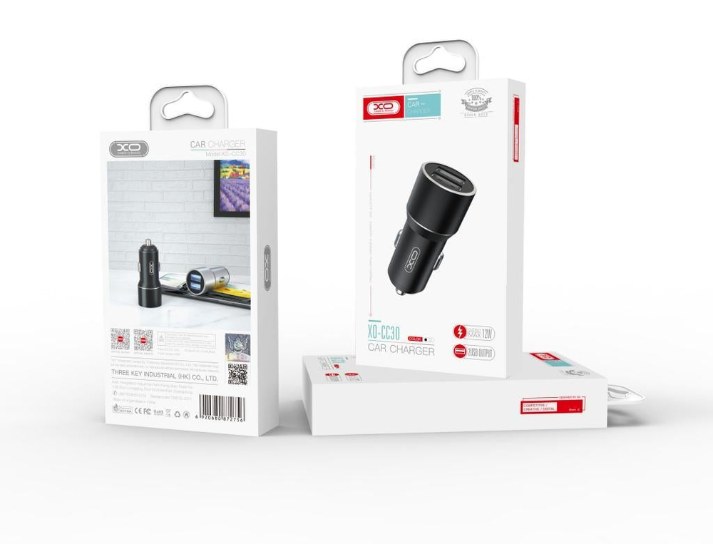 XO CC30 12W Çift USB-A Çıkışlı Araç içi Çakmaklık Şarj Aleti Adaptör