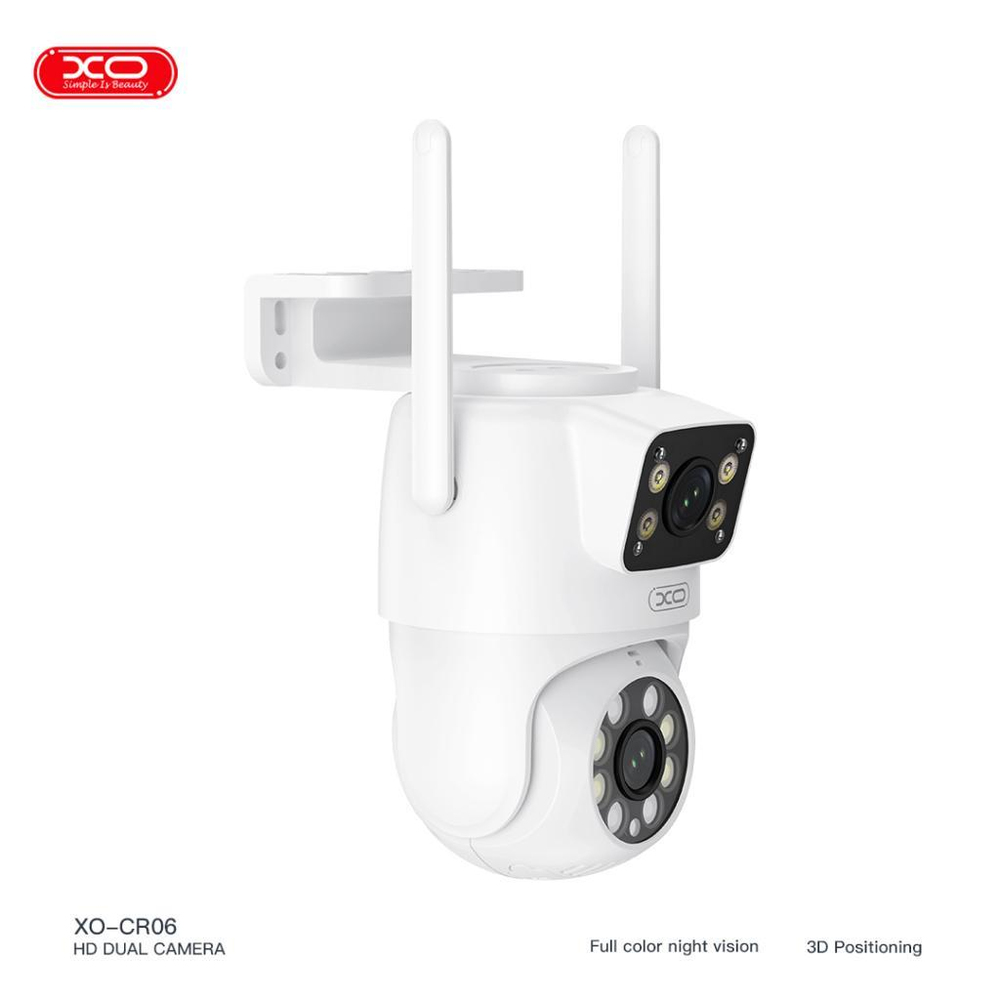 XO CR06 Dual Lens 360° Dönüşümlü ,2.4G Wi-Fi,Yüksek Çözünürlük,Gece Görüşlü Kablosuz Güvenlik Kamerası