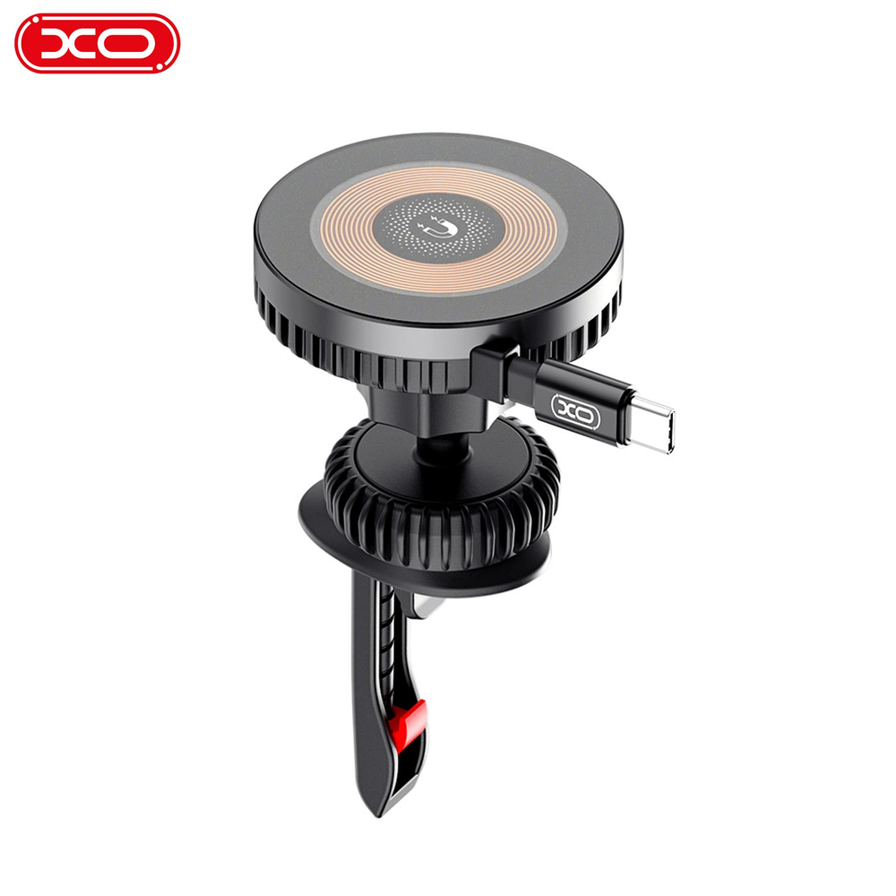 XO CX024 15W PD Fast Hızlı Sabitleme Kanca Mekanizmalı Klima Havalandırma MagSafe Kablosuz Wireless Araç içi Telefon Tutucu Şarj Aleti