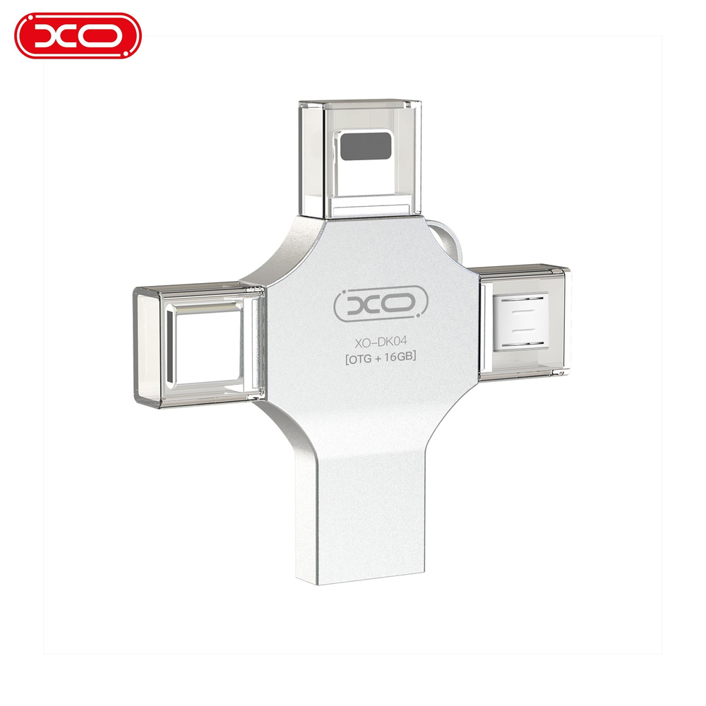 XO DK04 16 GB USB / Micro / TYPE-C (USB-C) / Lightning Bilgisayar Telefon Uyumlu Metal 4 in 1 USB Flash Bellek