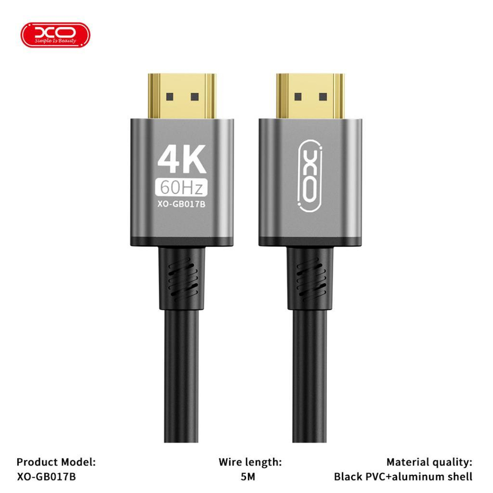 XO GB017B HDMI Dijital 4K 5M Data Veri Aktarım Bağlantı Kablosu