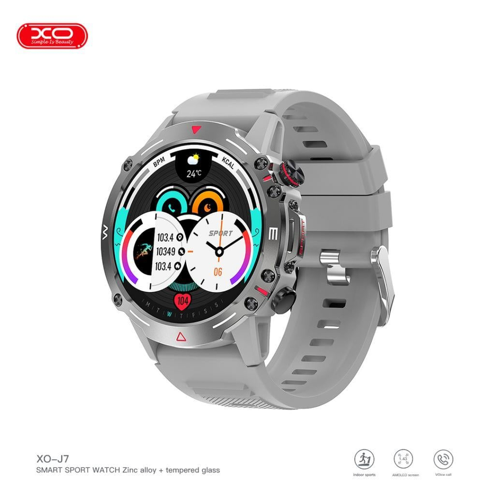 XO J7 Amoled Ekranlı Sportif Kasa IP68 Sertifikalı Suya Dayanıklı Android iPhone Uyumlu Akıllı Saat Smart Watch