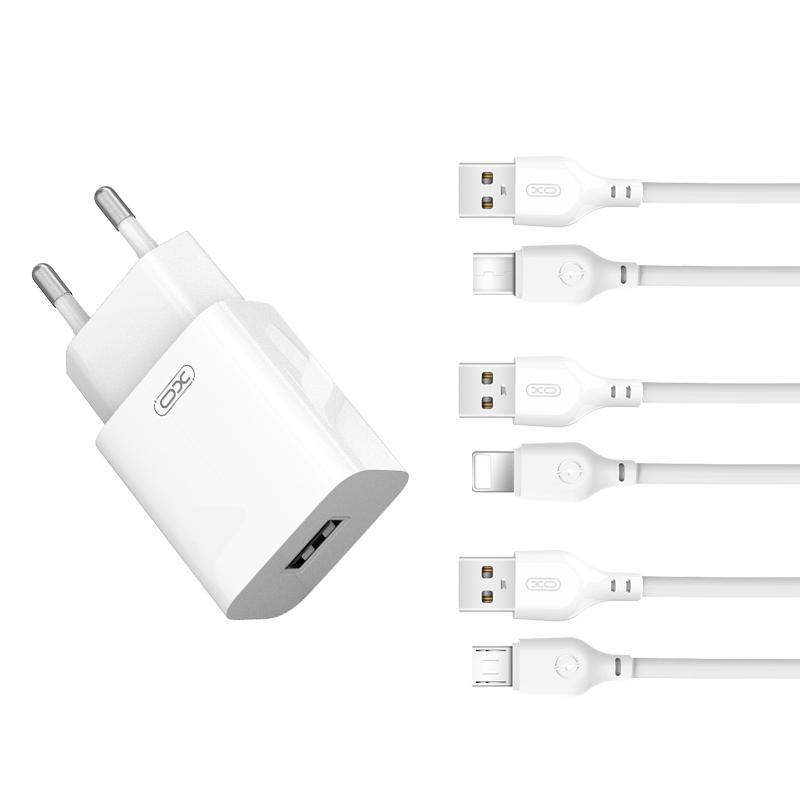 XO L99 Usb-A Çıkışlı Şarj Başlıklı Type-C Kablolu Fast Hızlı Duvar Tipi Şarj Aleti Seti
