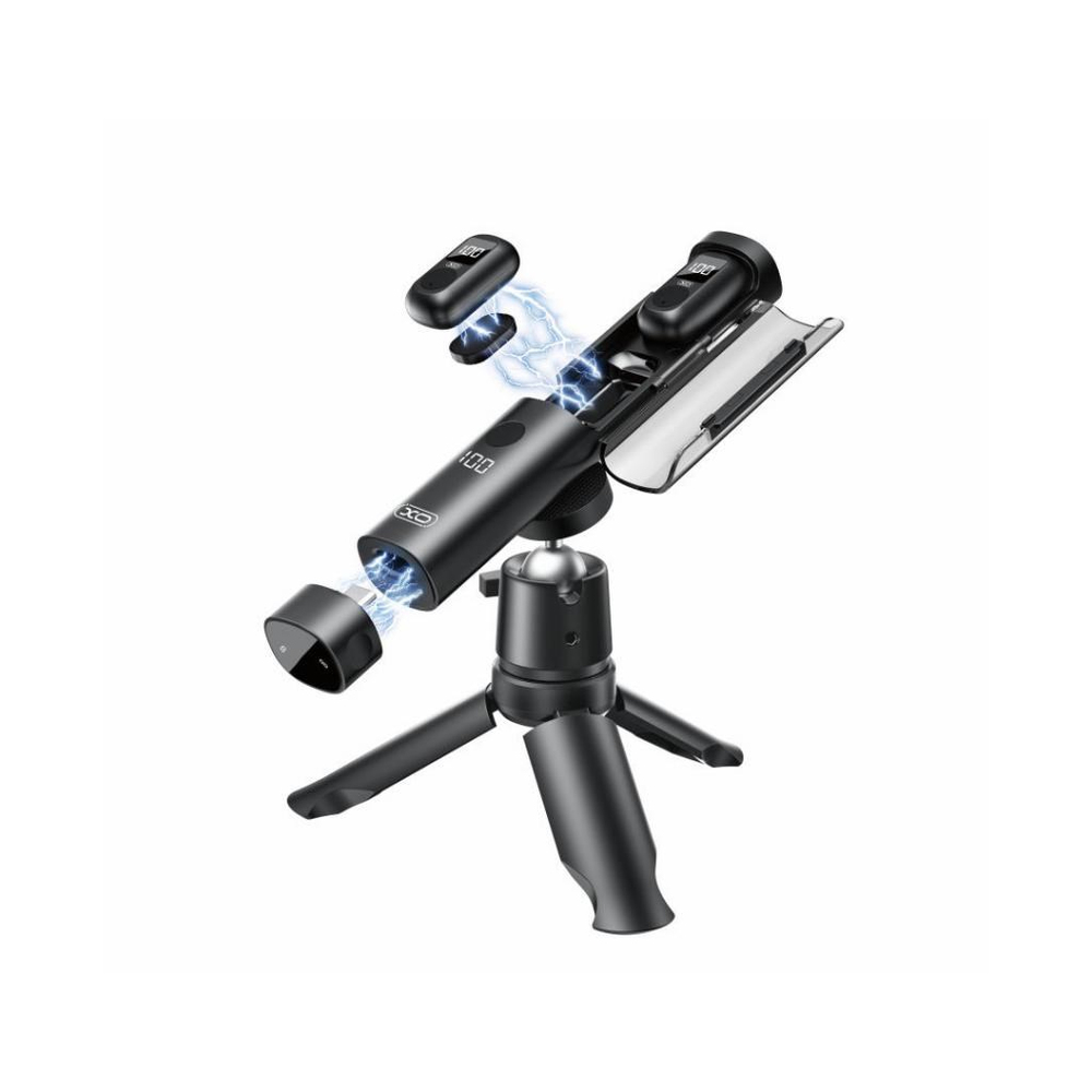 XO MC16 3'ü 1 Arada Kablosuz Yaka Mikrofonu – AI Gürültü Önleme, Çift Mikrofon, Type-C/Lightning Adaptör, Şarj Kutusu ve Tripod
