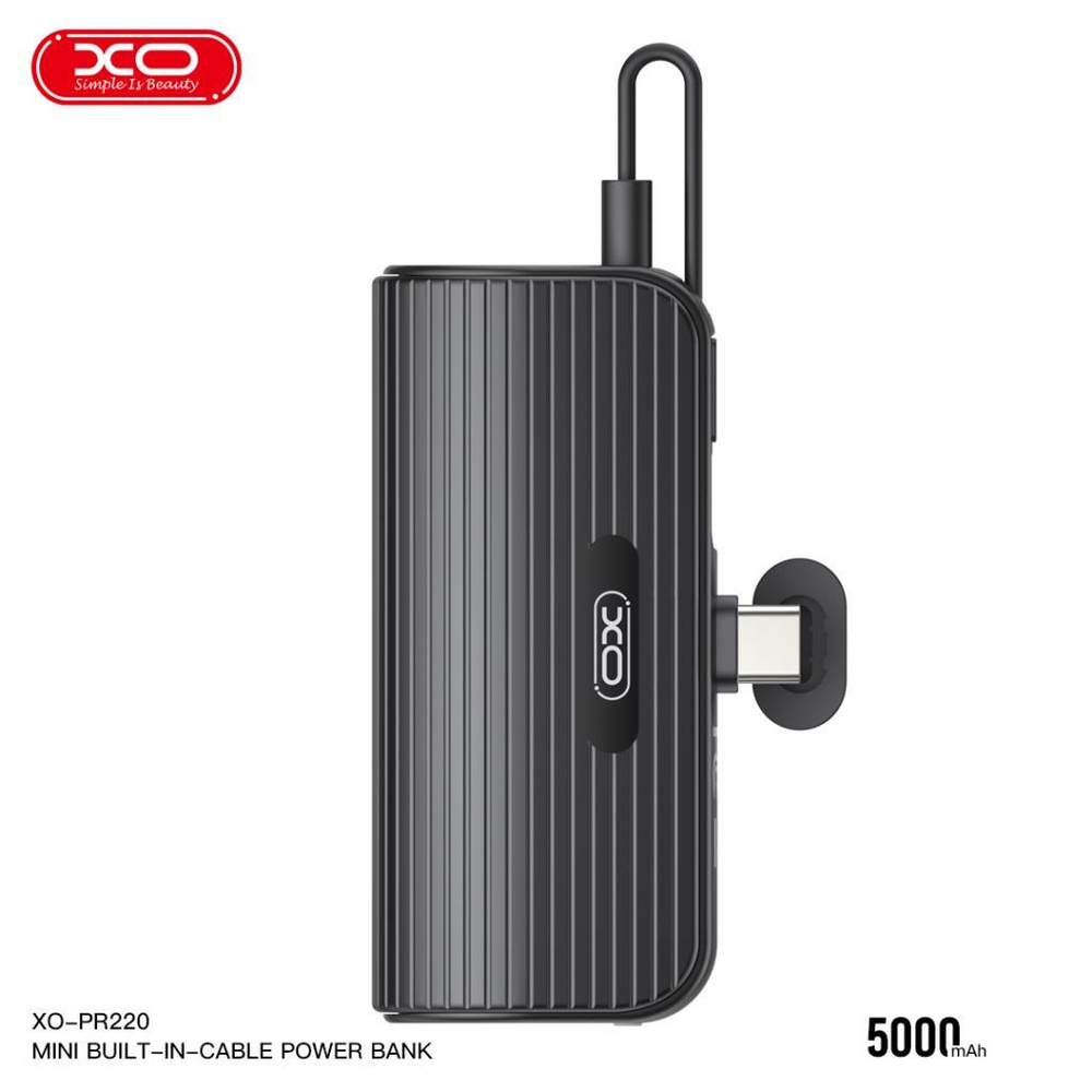 XO PR220 20W PD Hızlı Fast Type-Ce Stant Özellikli TYPE-C (USB-C) Kablo Çıkışlı 5000 mAh Mini Powerbank Şarj Aleti
