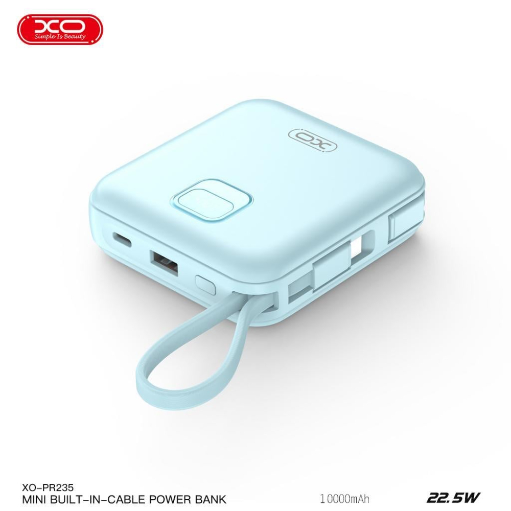 XO PR235 22.5W USB-C (TYPE-C) Lightning Kablolu 10000 mAh Led Ekranlı Şarj Powerbank Şarj Aleti