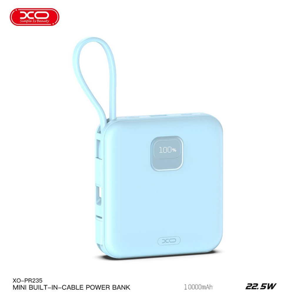 XO PR235 22.5W USB-C (TYPE-C) Lightning Kablolu 10000 mAh Led Ekranlı Şarj Powerbank Şarj Aleti