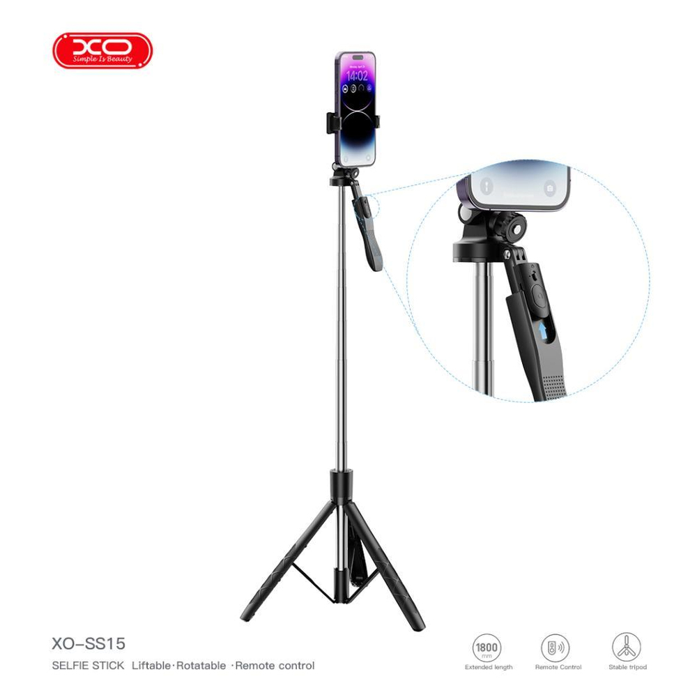 XO SS15 3 Ayaklı Uzaktan Kumandalı Deklanşörlü 1800mm Selfie Çubuğu