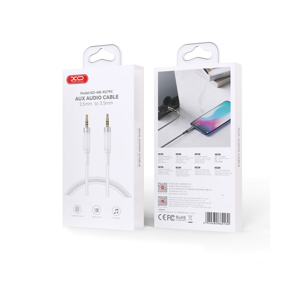 XO XO NB-R279C 3.5 mm AUX Girişli 1 Metre Stereo Ses Aktarım Kablosu