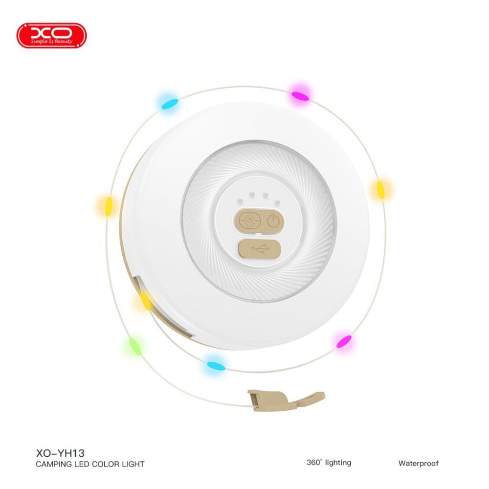 XO YH13 Suya Dayanıklı 1800mAh Şarjlı RGB Ekstra Şerit Ledli 360 Derece Aydınlatma Özellikli Kamp Işığı