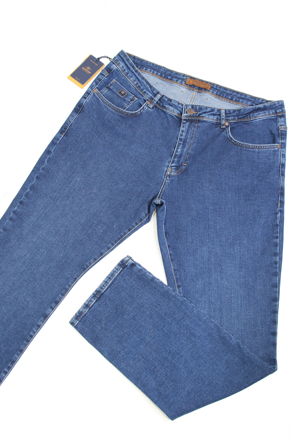 LACARINOYüksek Bel Battal Kesim Boru Paça Ocean Blue Erkek Jean Pantolon