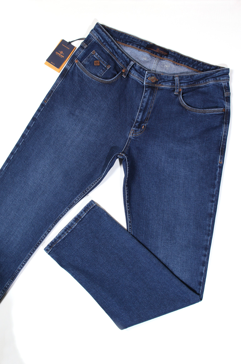 LACARINOErkek Battal Kesim Boru Paça Ocean Blue Jean Pantolon 