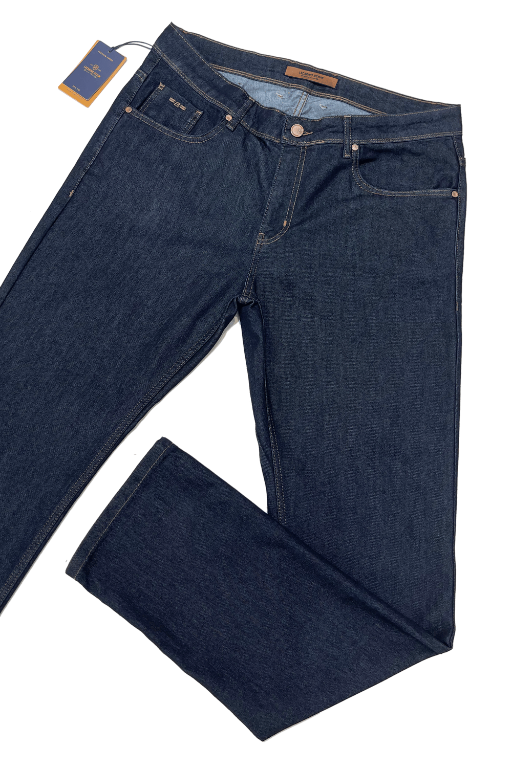LACARINOYüksek Bel Battal Kesim Yarım Boru Paça Navy Blue Jean Pantolon