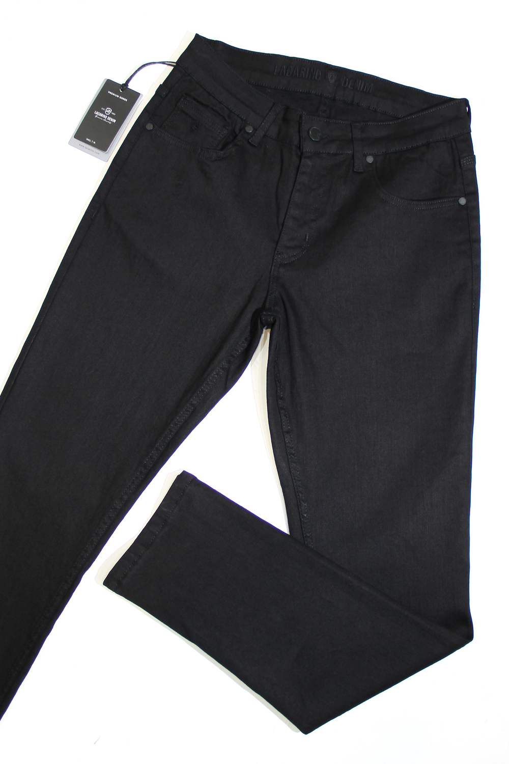 LACARINOErkek Yüksek Bel Dar Parça Black Jean Pantolon