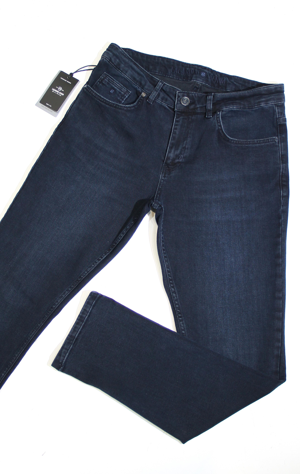 LACARINOErkek Yüksek Bel Dar Parça Blue Black Jean Pantolon