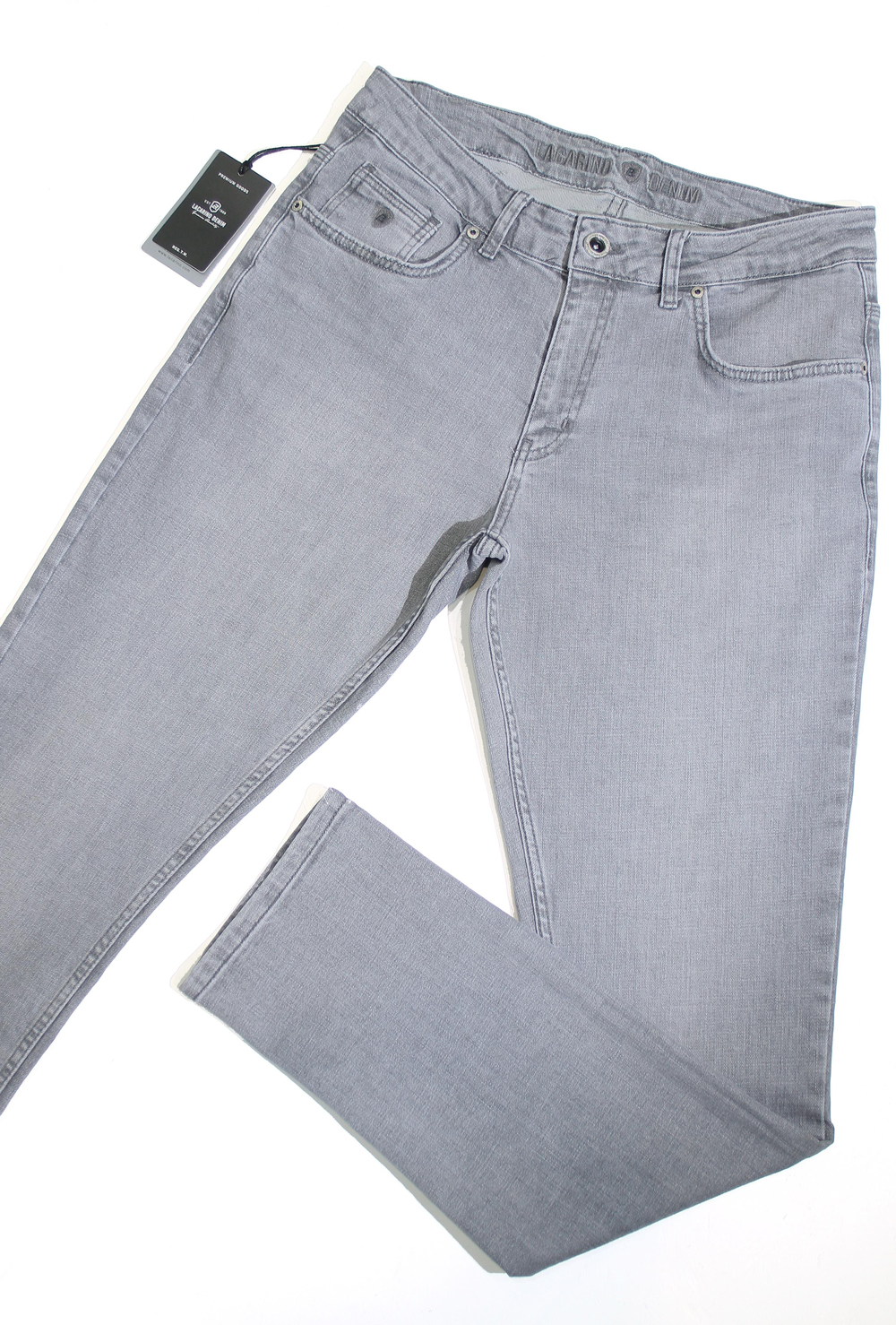 LACARINOErkek Yüksek Bel Dar Parça Grey Jean Pantolon