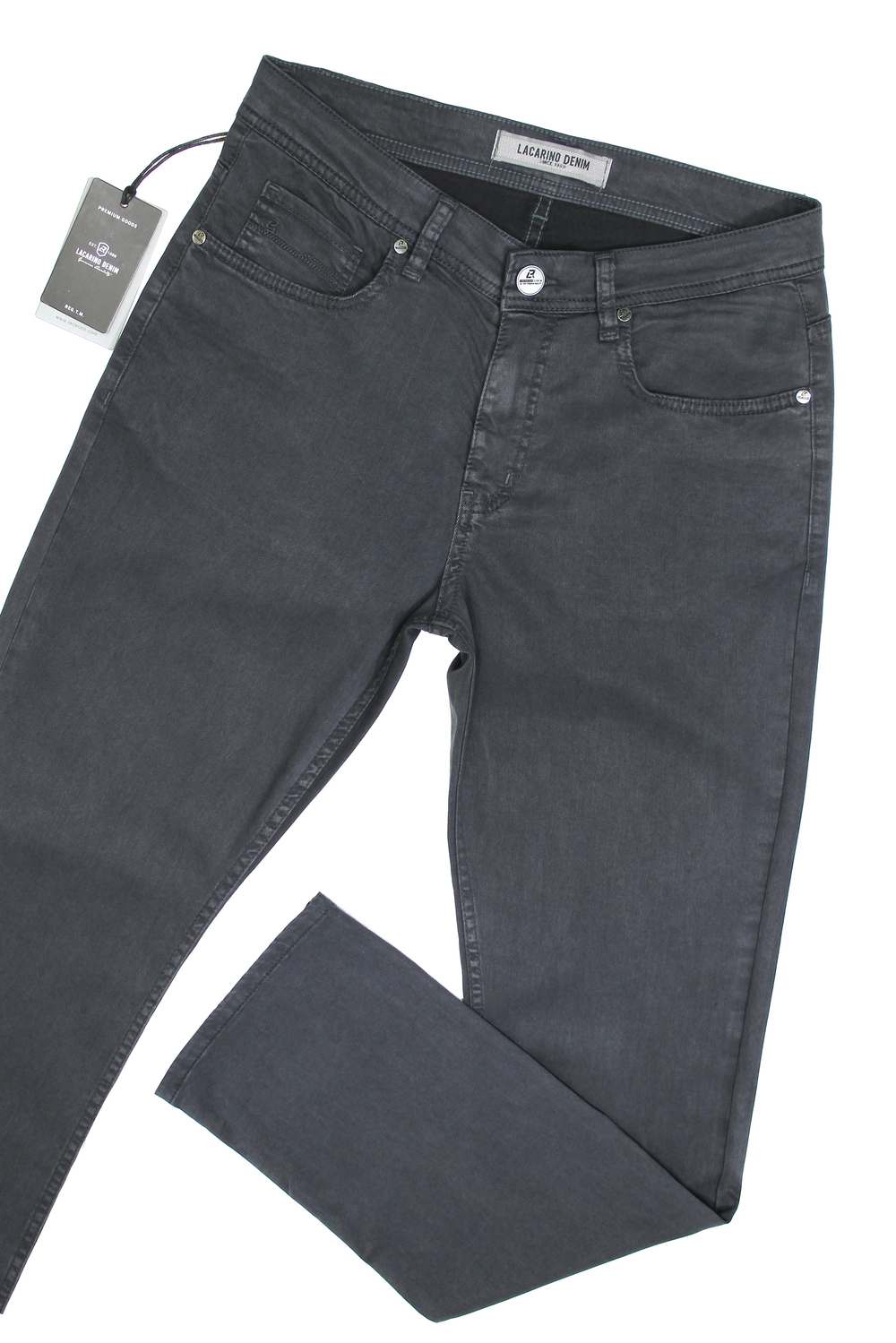 LACARINOYüksek Bel Boru Paça Tencel Kumaş Antrasıt Jean Pantolon