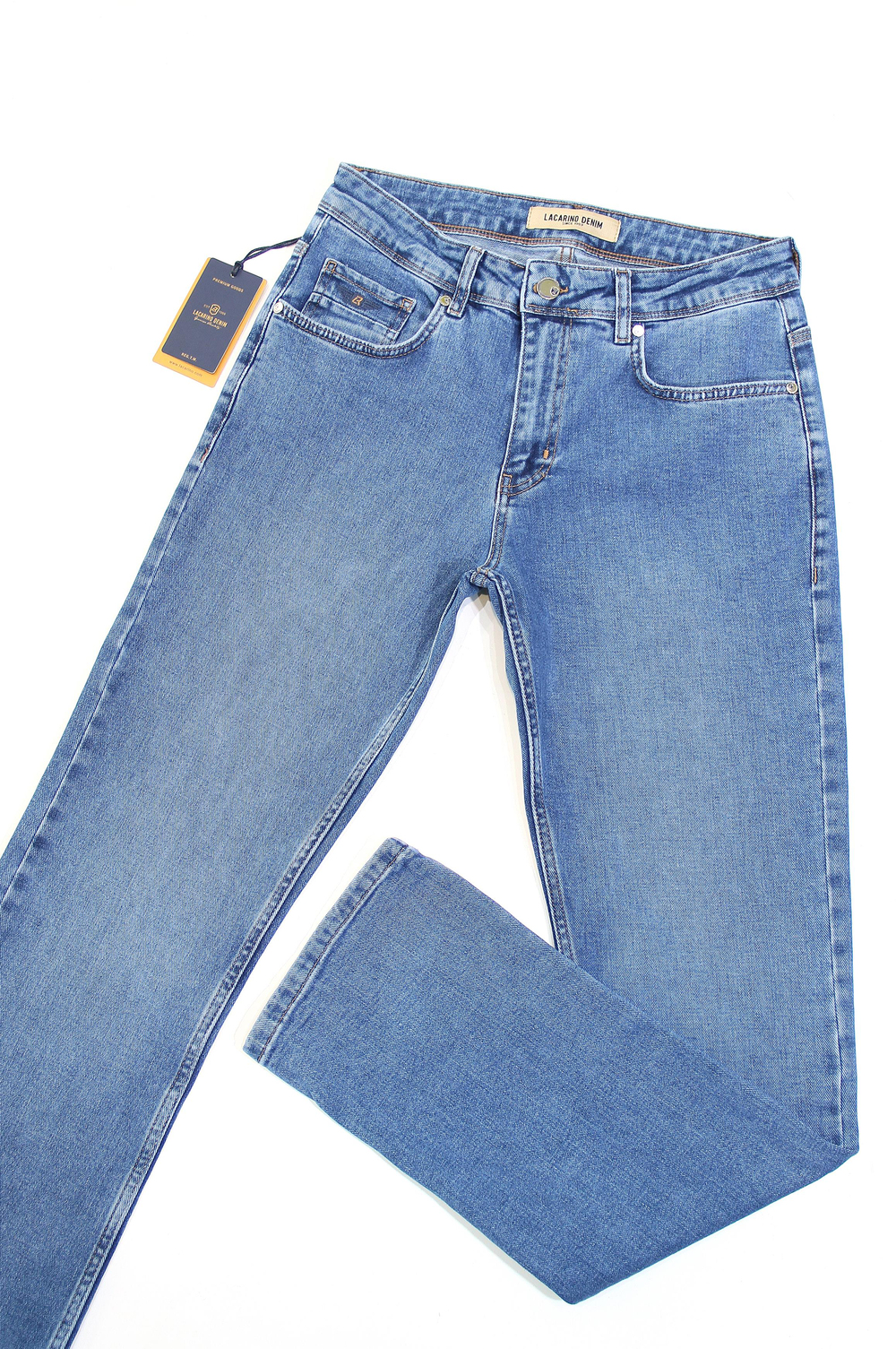 LACARINOYüksek Bel Boru Paça Blue Erkek Jean Pantolon