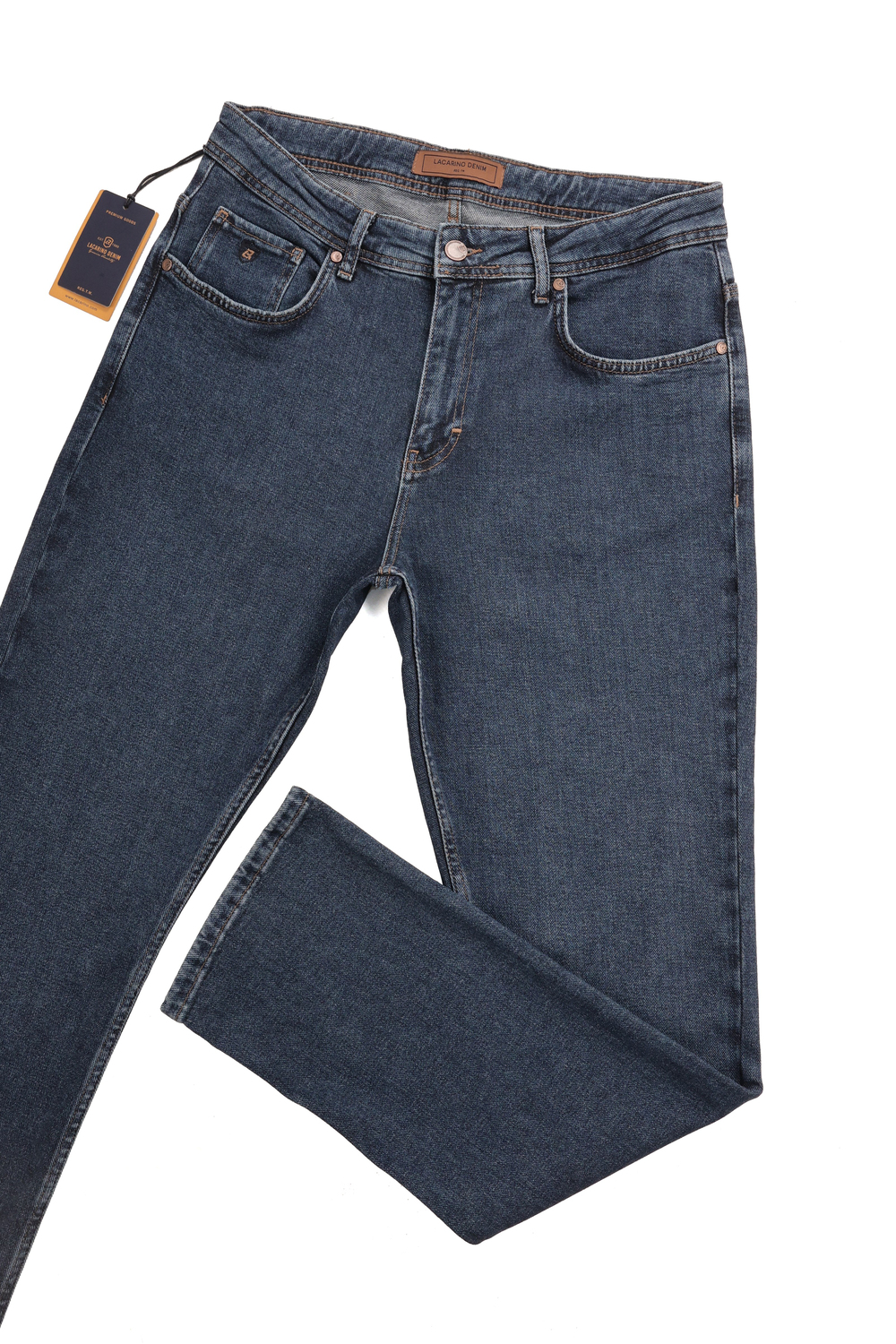 LACARINOYüksek Bel Boru Paça Ek Beden Dark Blue  Erkek Jean Pantolon