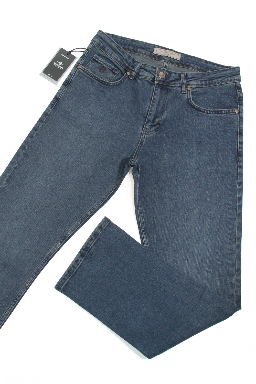 LACARINOYüksek Bel Boru Paça Dark Blue Tint Erkek Jean Pantolon