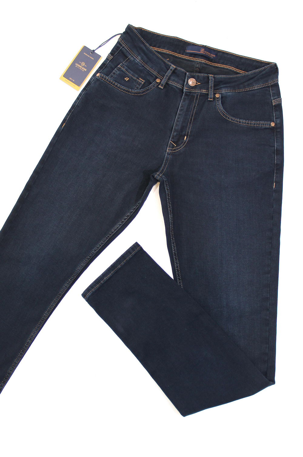LACARINOErkek Yüksek Bel Dar Paça Klasik Kesim Ek Beden Blue Black Jean Pantolon