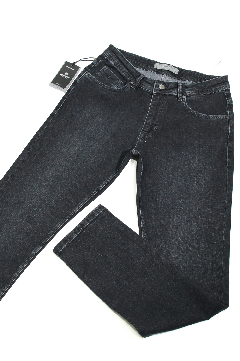 LACARINOYüksek Bel Yarım Boru Paça Ek Beden Ebony Black Erkek Jean Pantolon