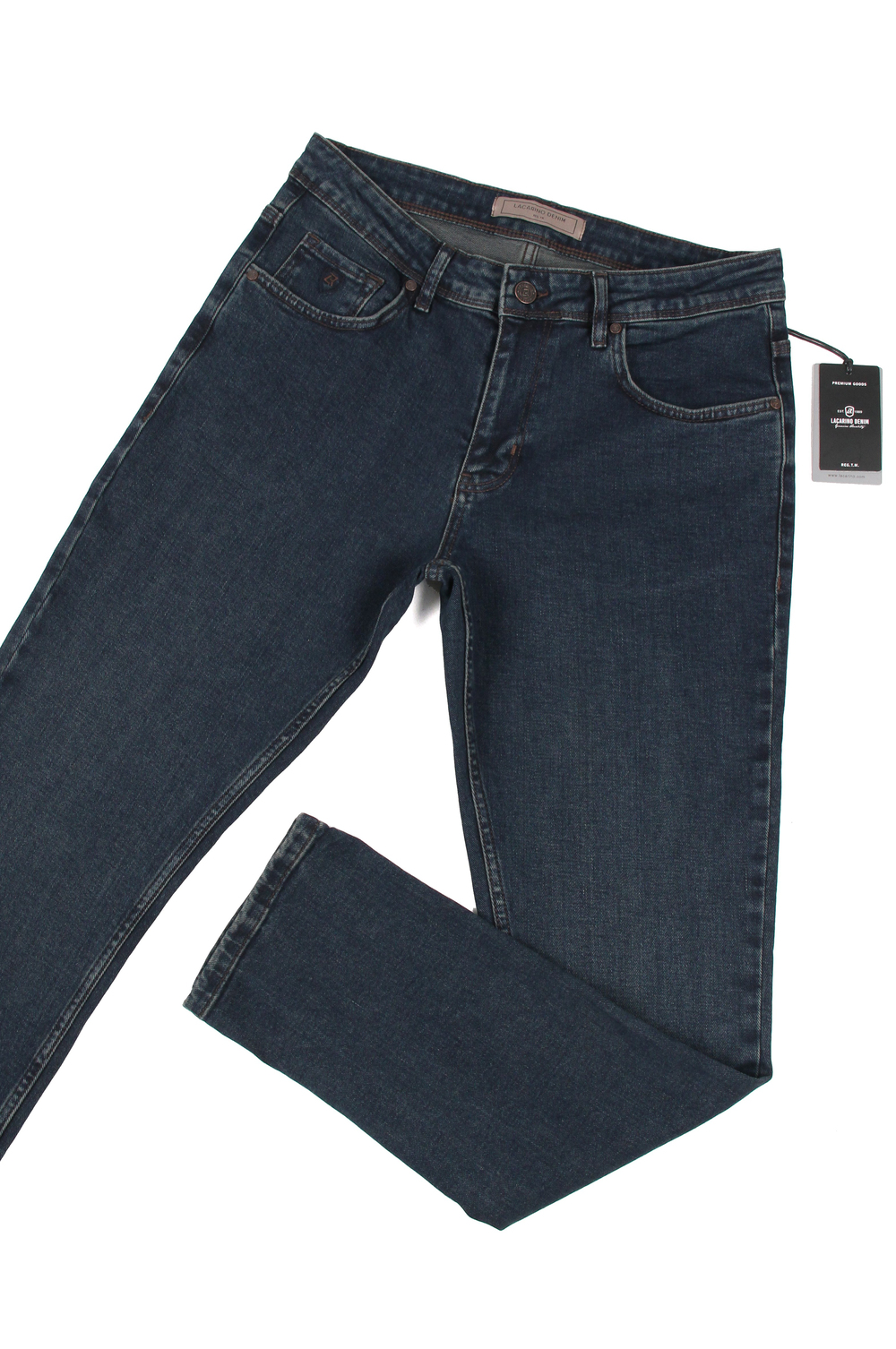LACARINOYüksek Bel Dar Paça Dark Blue Tint Erkek Jean Pantolon