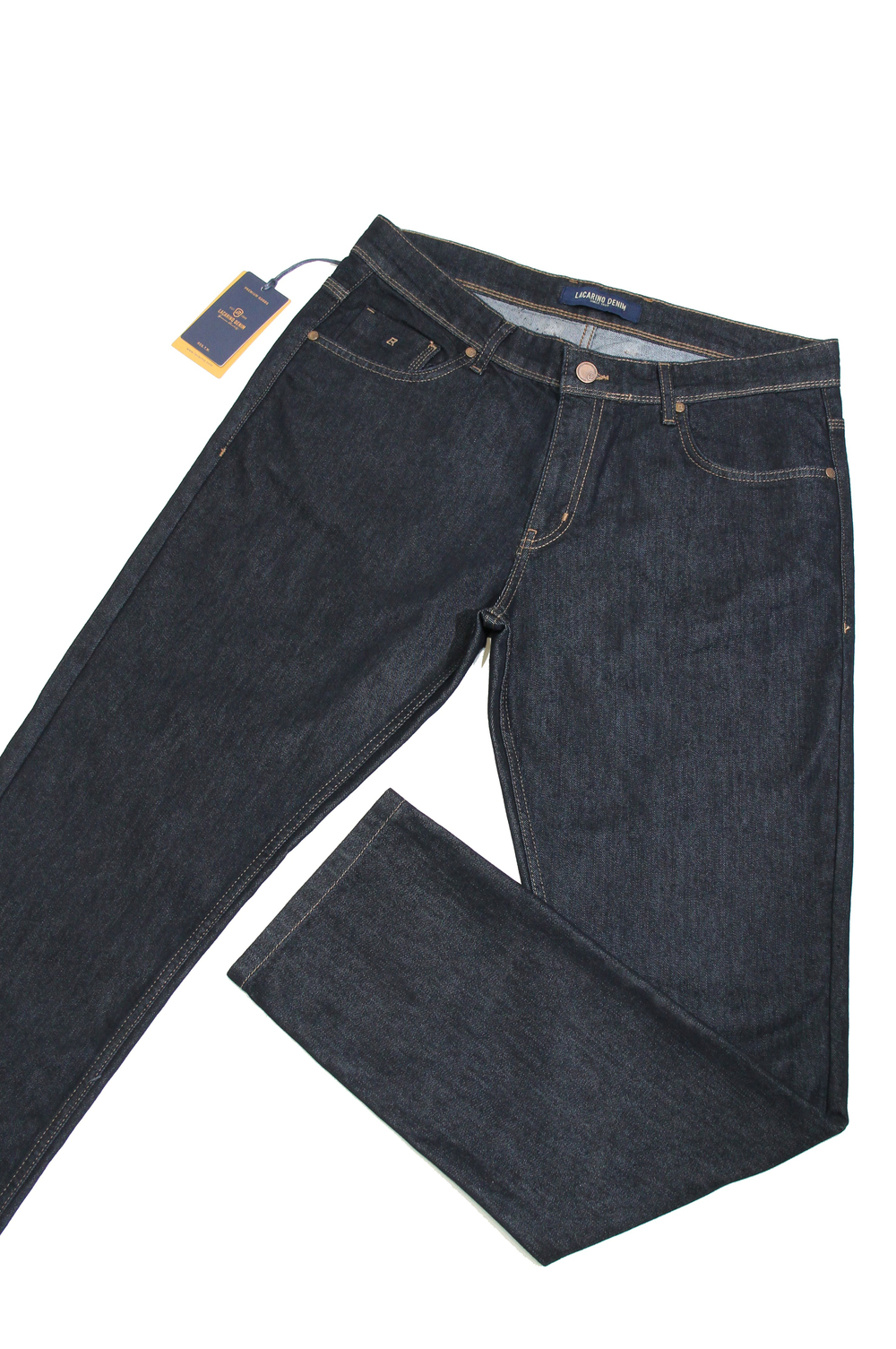LACARINOYüksek Bel Battal Kesim Boru Paça Navy Blue Erkek Jean Pantolon