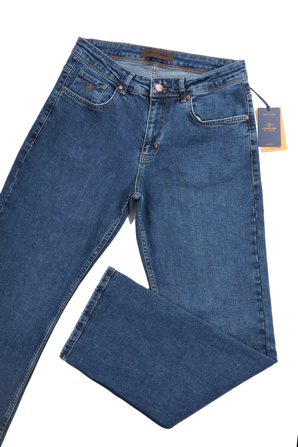 LACARINOYüksek Bel Bol Paça Rahat Kalıp Ocean Blue Erkek Jean Pantolon