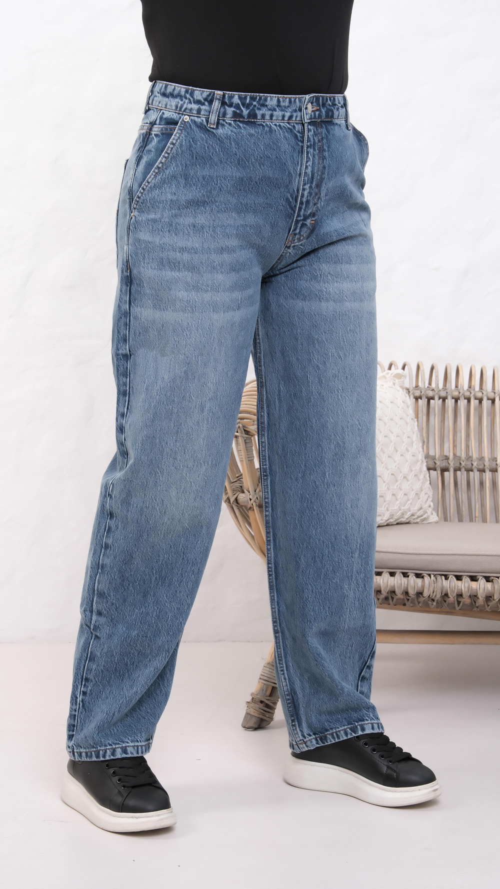 LACARINOYüksek Bel Battal Kesim Dark Blue Jean Pantolon