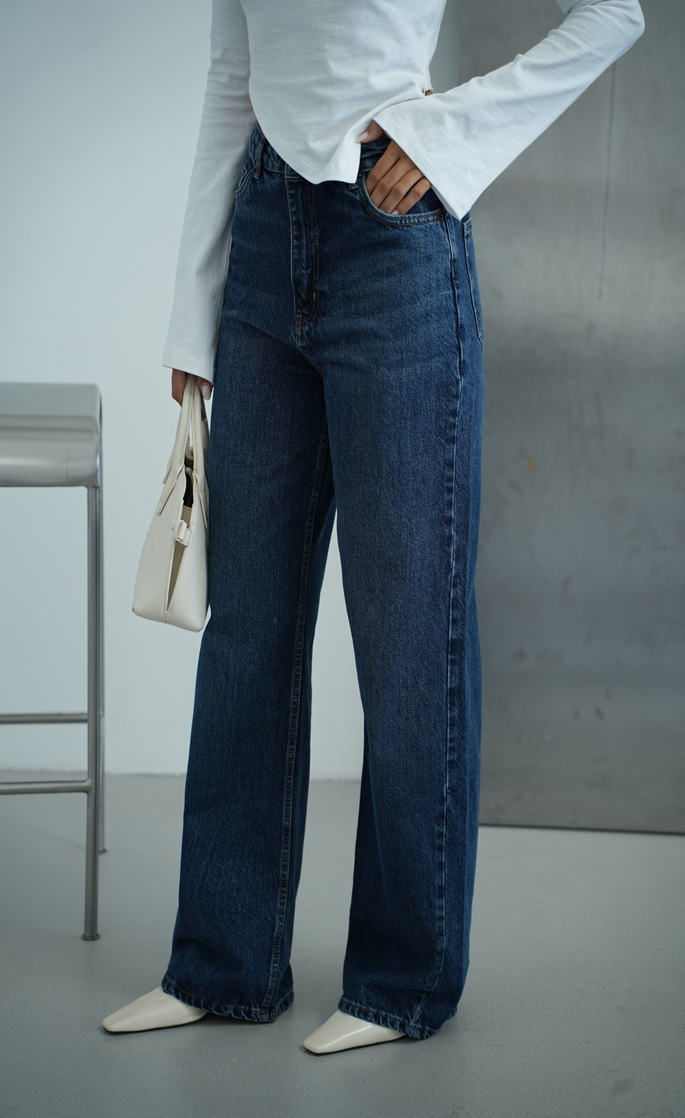 LACARINOGeniş Paça Wide leg Dark Blue Jean Pantolon