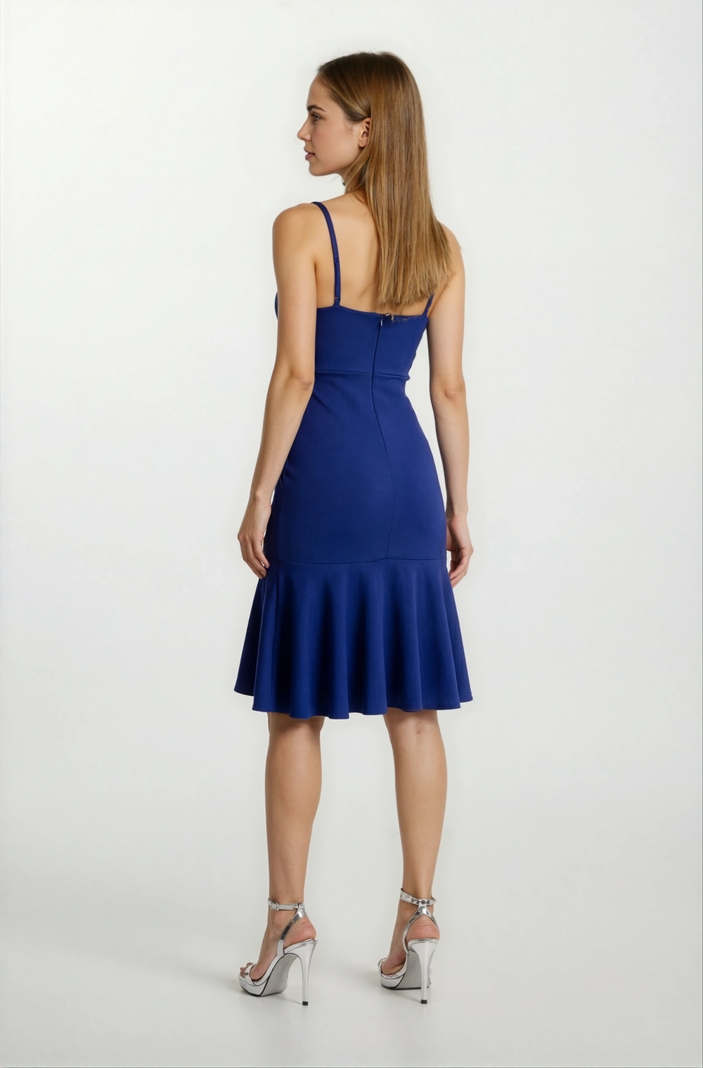 Agus Eteği Volanlı Askılı Kısa Abiye Elbise SAKS