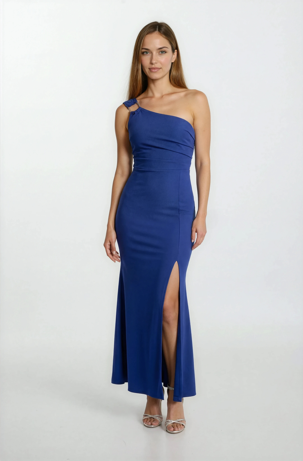 Ampilioi Tek Omuz Askılı Halka Detaylı Uzun Abiye Elbise SAKS