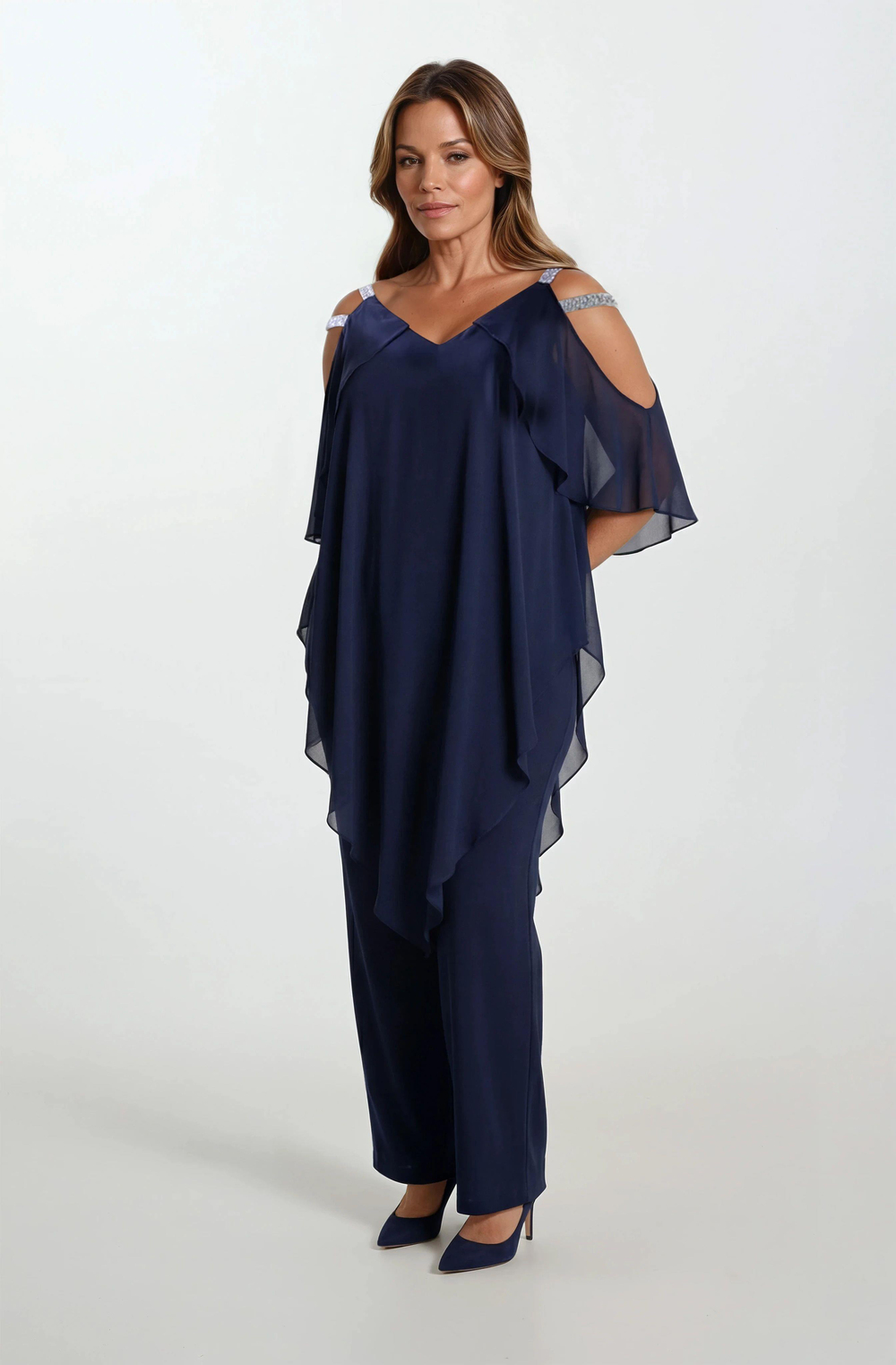 Angelinda Omuzları Taş Askılı Abiye Tulum LACİVERT