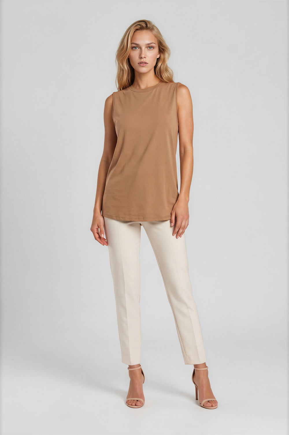 Bisiklet Yaka Kolsuz Basic Bluz TABA