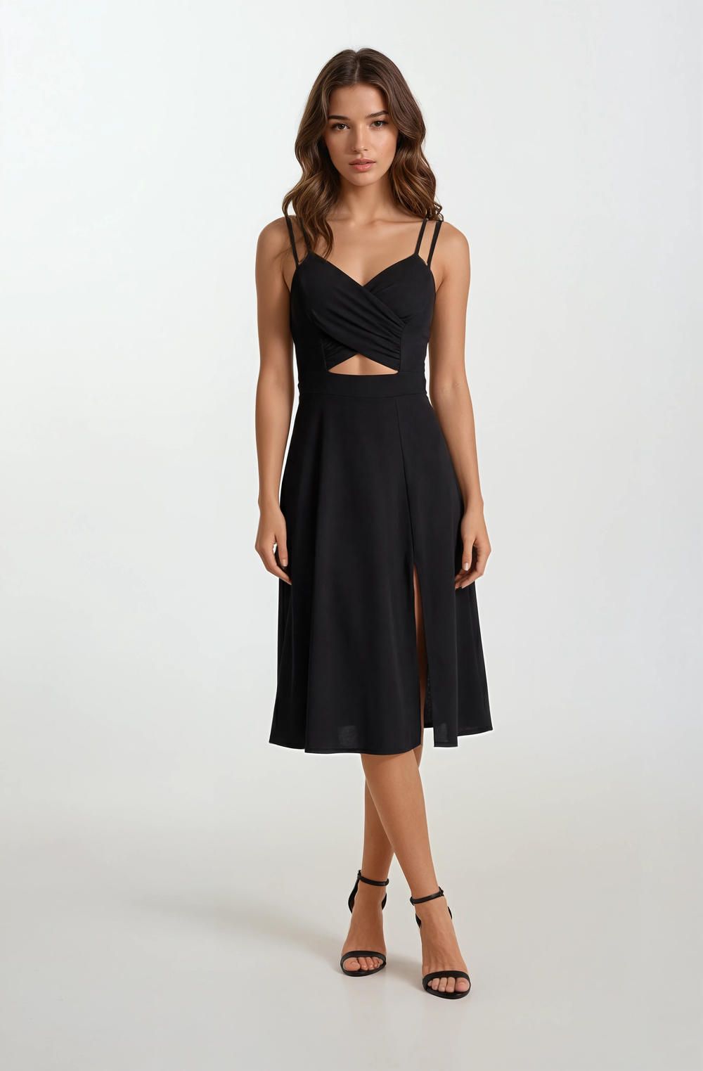 Cavallin Kruvaze Askılı Kısa Abiye Elbise SİYAH