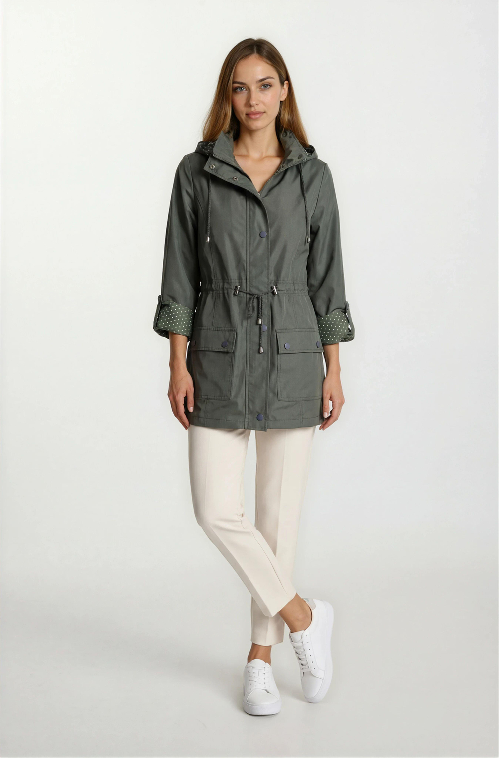 Christensen Kapüşonlu Çıtçıtlı Katlamalı Kol Safari Mont HAKİ