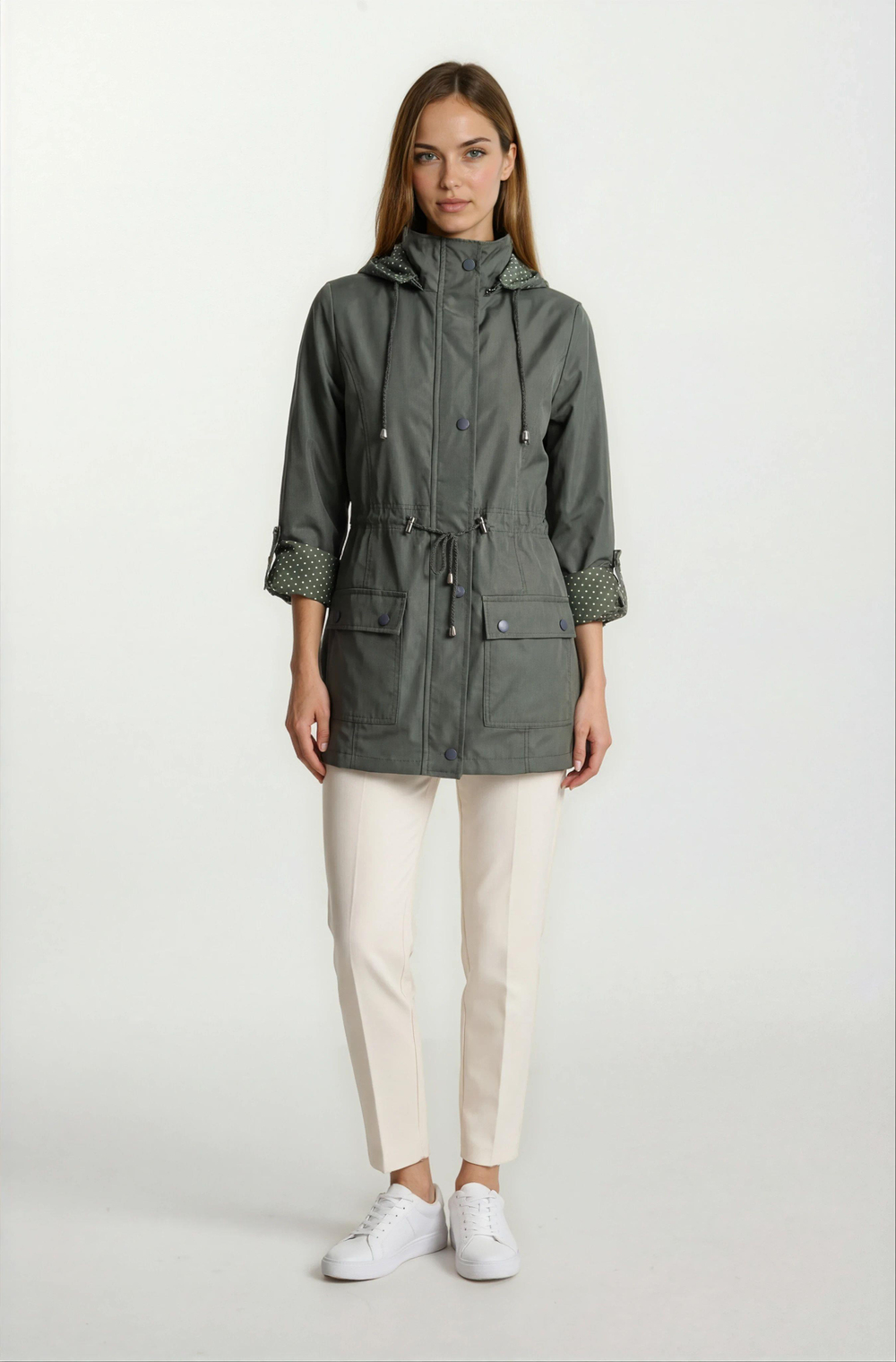 Christensen Kapüşonlu Çıtçıtlı Katlamalı Kol Safari Mont HAKİ