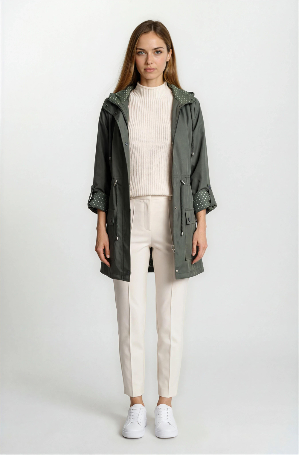 Christensen Kapüşonlu Çıtçıtlı Katlamalı Kol Safari Mont HAKİ