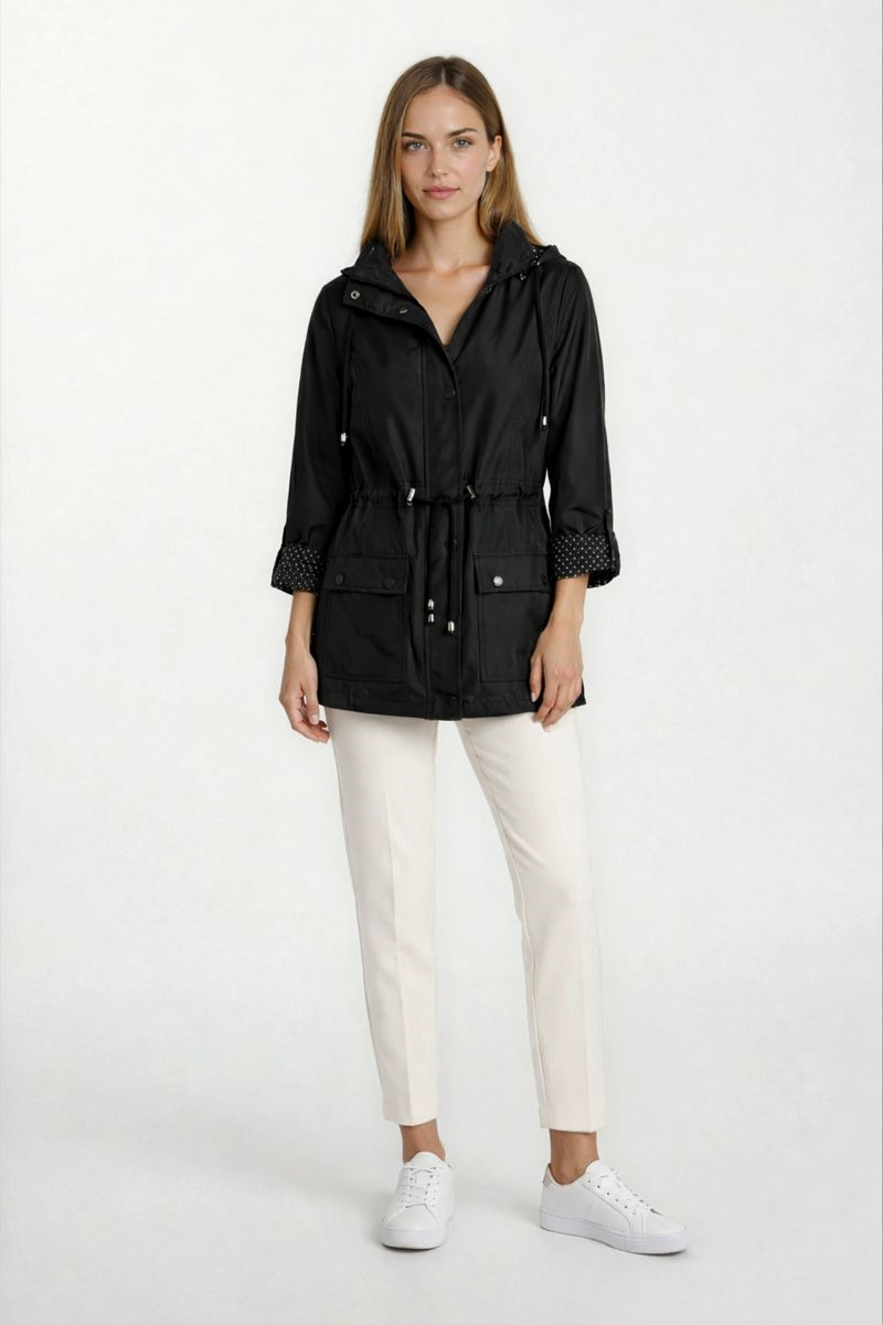 Christensen Kapüşonlu Çıtçıtlı Katlamalı Kol Safari Mont SİYAH