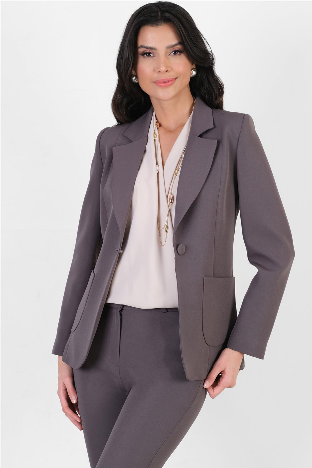 Corinta Mono Yaka Büyük Cepli Ceket GRİ