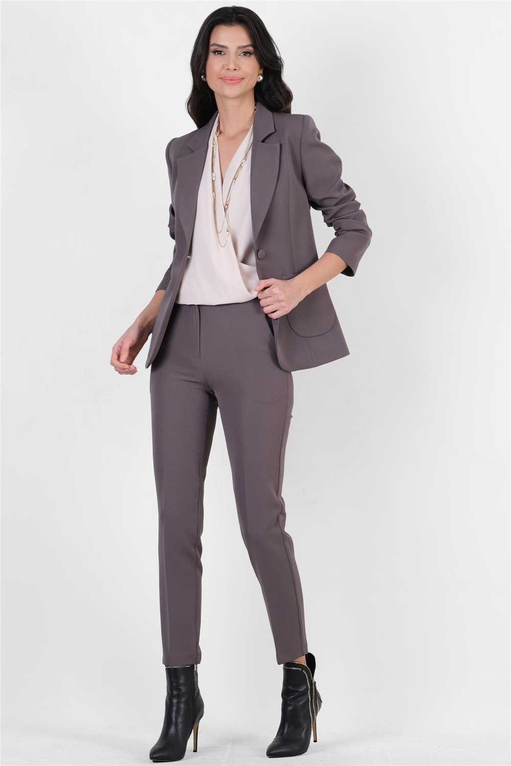 Corinta Mono Yaka Büyük Cepli Ceket GRİ