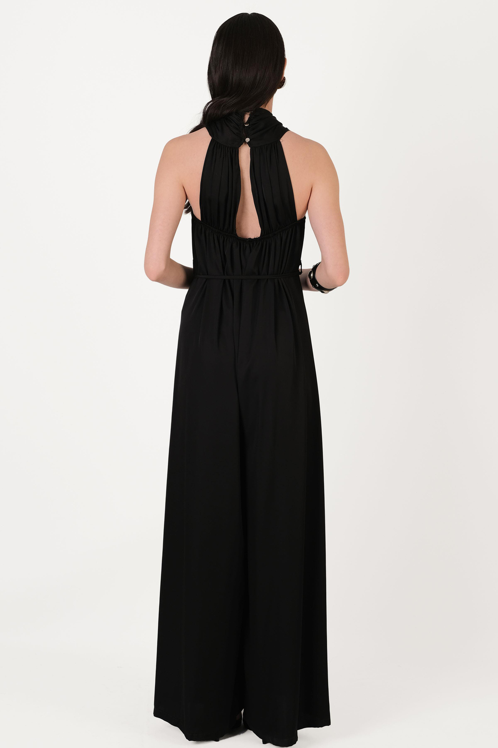 Cristofolo Anvelop Askılı Yaka Geniş Paça Abiye Tulum SİYAH