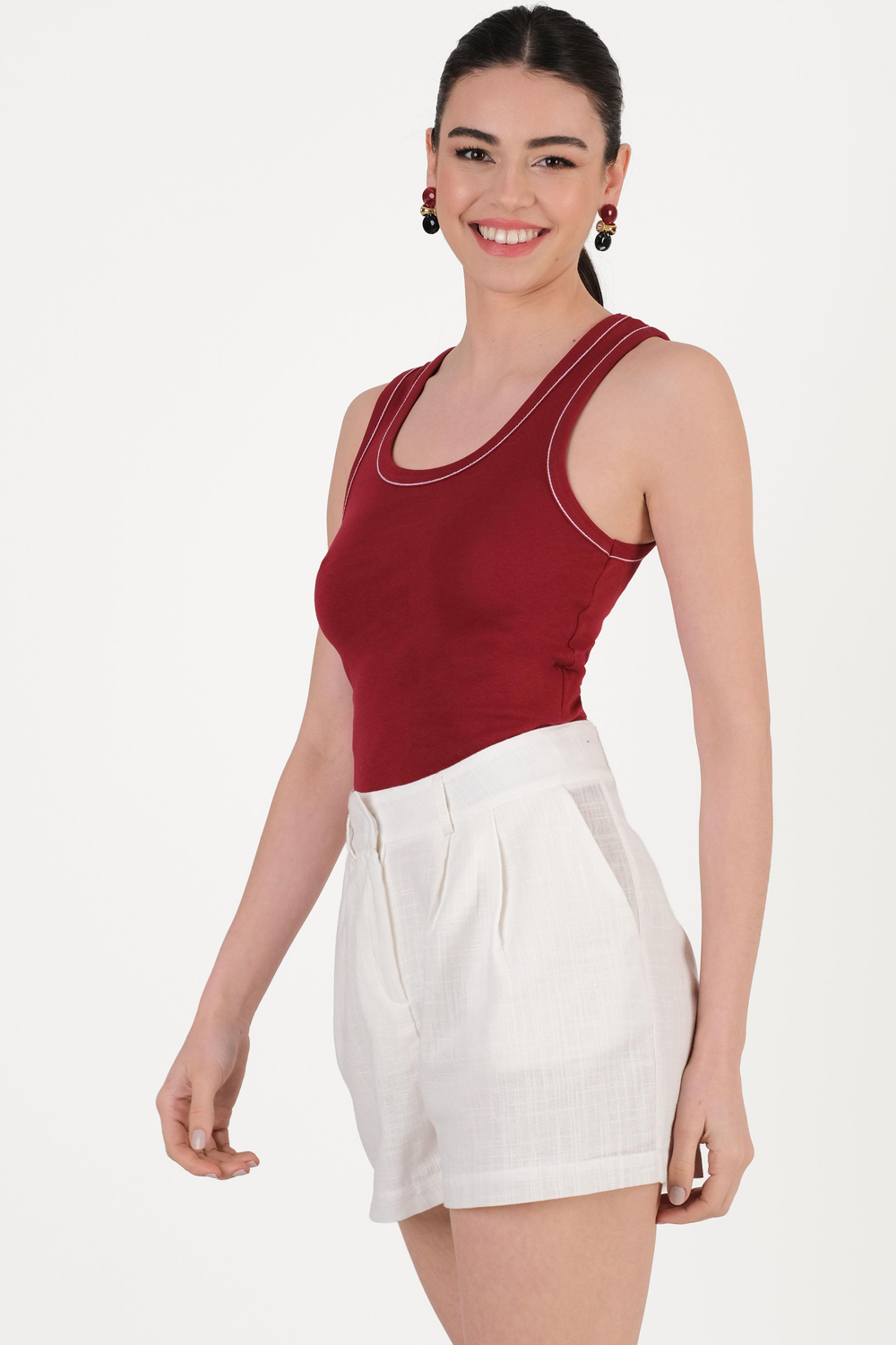 Danino Pileli Mini Şort EKRU