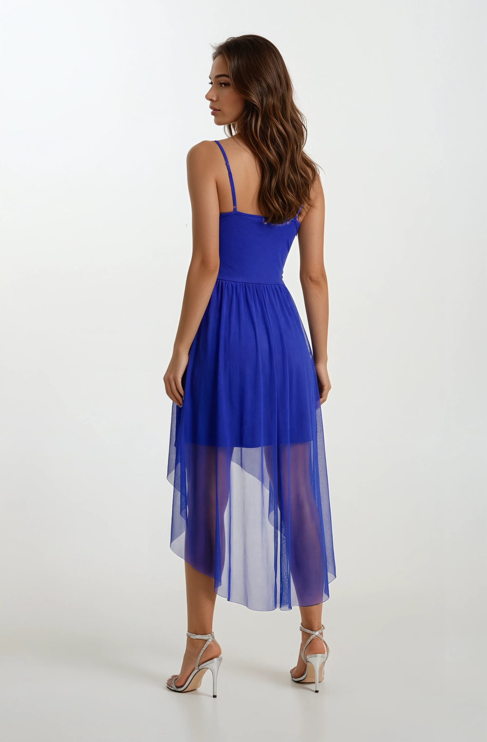 Darianna Kalp Yaka Askılı Önü Kısa Arkası Uzun Kısa Abiye Elbise SAKS